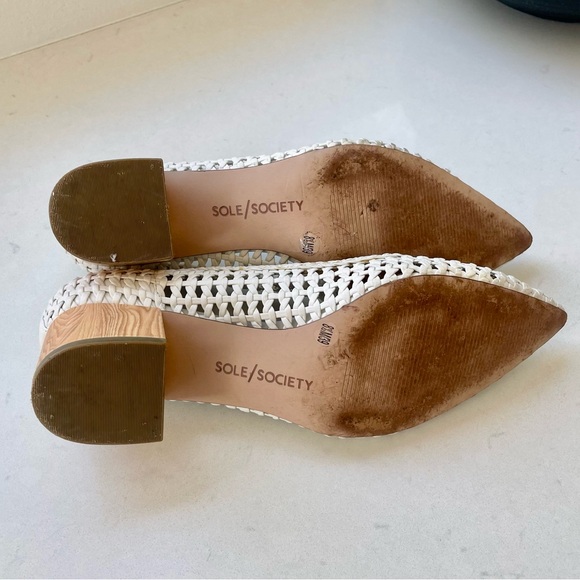 •Sole Society• woven look white block heel pumps - Picture 5 of 6